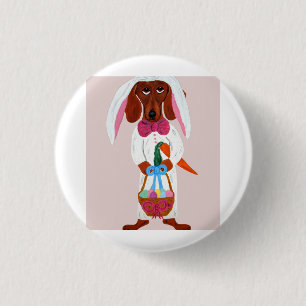 Easter bunny Dachshund  Button