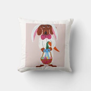 Easter bunny Dachshund  Throw Pillow