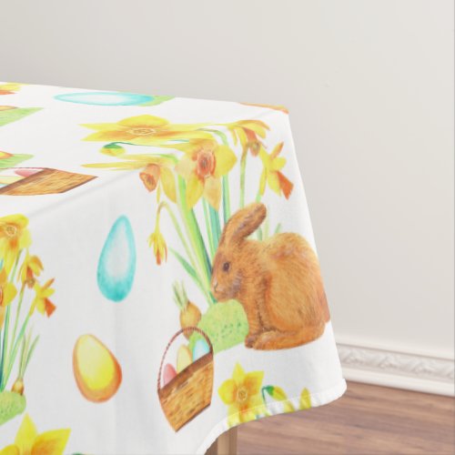 Easter Bunny Daffodils Spring  Tablecloth