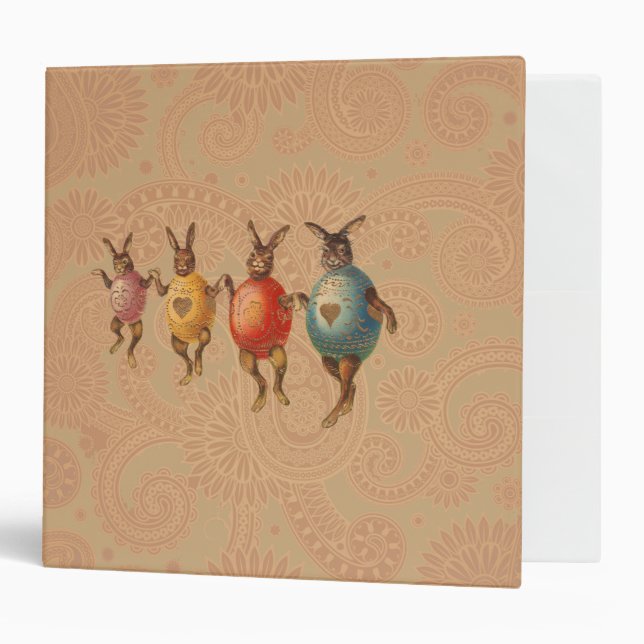 Easter Bunny Dancing Eggs 3 Ring Binder (Front/Inside)