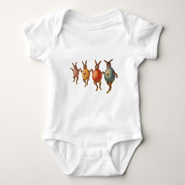 Easter Bunny Dancing Eggs Baby Bodysuit (Front)