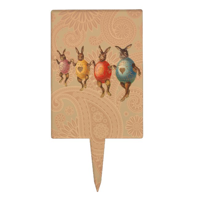 Easter Bunny Dancing Eggs Cake Topper (Front)