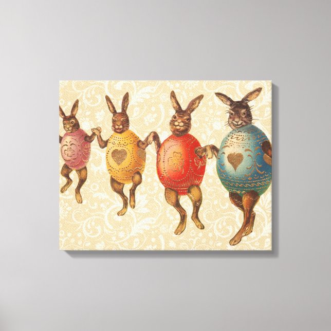 Easter Bunny Dancing Eggs Canvas Print (Front)