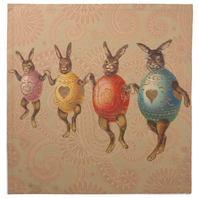 Easter Bunny Dancing Eggs Cloth Napkin (Front)