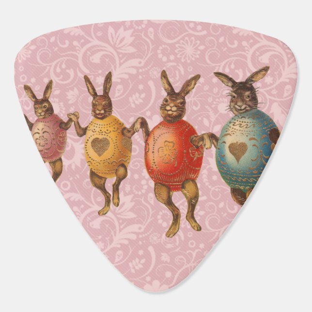 Easter Bunny Dancing Eggs Guitar Pick (Back)