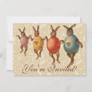 Easter Bunny Dancing Eggs Invitation