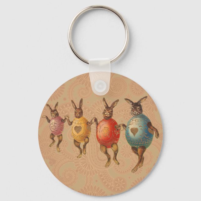 Easter Bunny Dancing Eggs Keychain (Front)