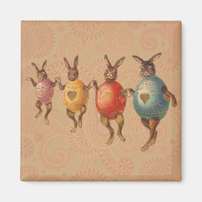 Easter Bunny Dancing Eggs Magnet (Front)