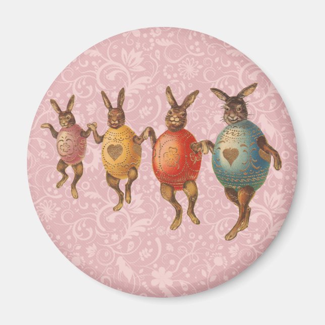 Easter Bunny Dancing Eggs Magnet (Front)