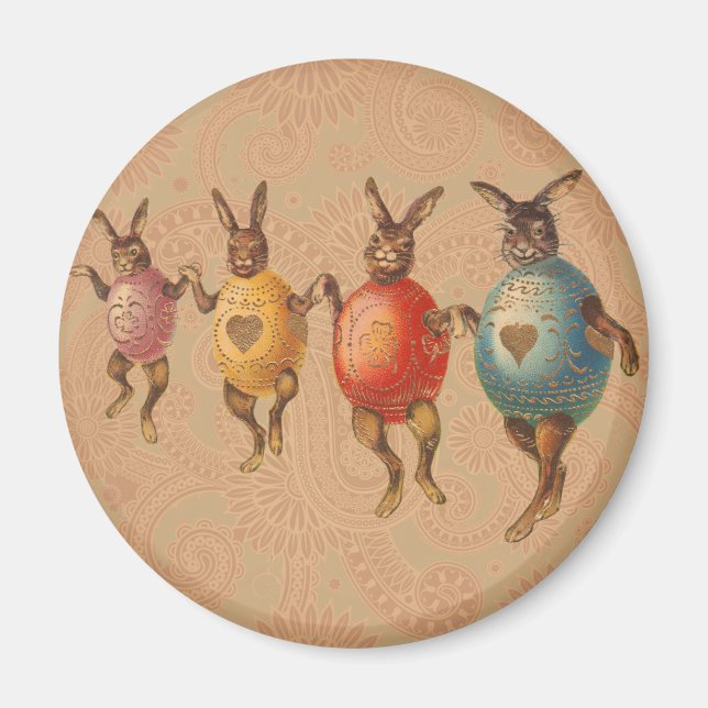 Easter Bunny Dancing Eggs Magnet (Front)
