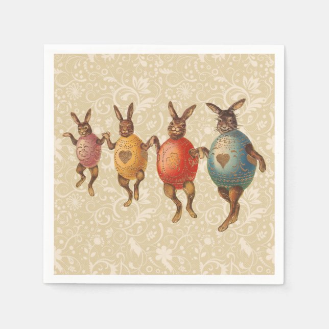Easter Bunny Dancing Eggs Napkins (Front)