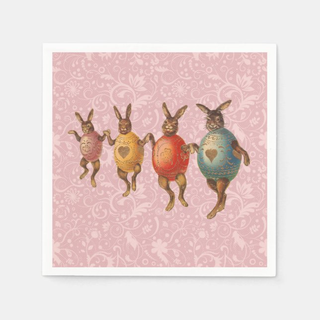 Easter Bunny Dancing Eggs Paper Napkins (Front)