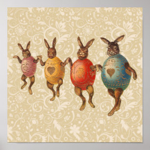 Easter Bunny Dancing Eggs Poster
