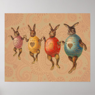 Easter Bunny Dancing Eggs Poster