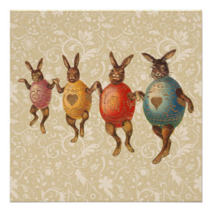Easter Bunny Dancing Eggs Poster