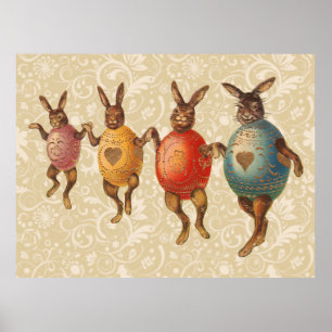 Easter Bunny Dancing Eggs Poster
