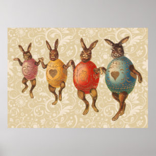 Easter Bunny Dancing Eggs Poster