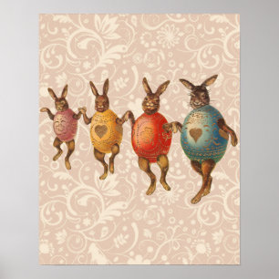 Easter Bunny Dancing Eggs Poster