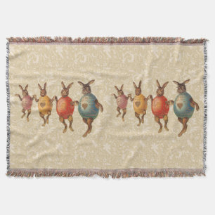 Easter Bunny Dancing Eggs Throw Blanket