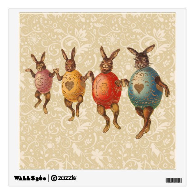Easter Bunny Dancing Eggs Wall Decal (Front)