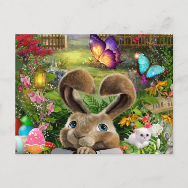 Easter Bunny Daydream Holiday Postcard (Front)