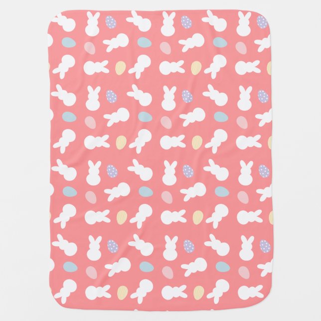 Easter Bunny Decorated Egg Pattern Baby Blanket (Front)
