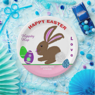 Easter Bunny Decorated Eggs Name Paper Plates