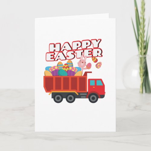 Easter Bunny Delivering Truck Easter Eggs For Boys Holiday Card