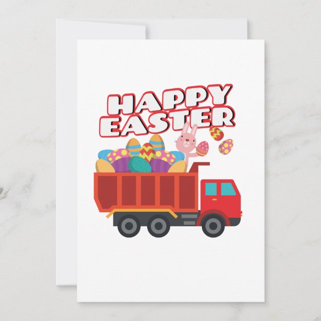 Easter Bunny Delivering Truck Easter Eggs For Boys Holiday Card (Front)