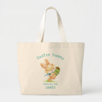 Easter Bunny Delivery Personalized Name / Holidays Large Tote Bag