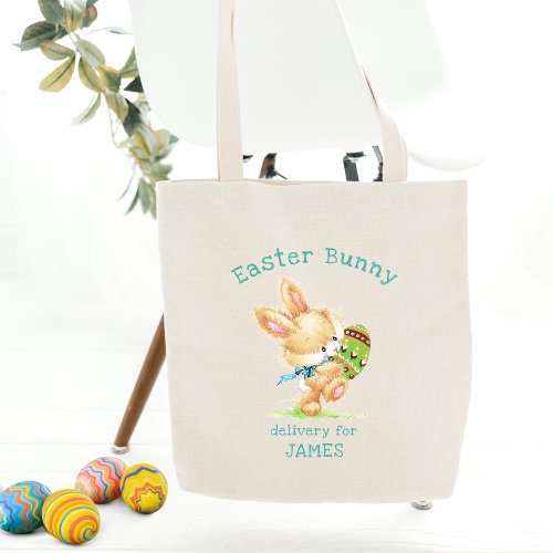 Easter Bunny Delivery Personalized Name  Holidays Tote Bag