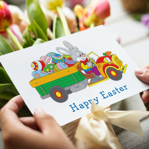 Easter Bunny Delivery Truck Holiday Card