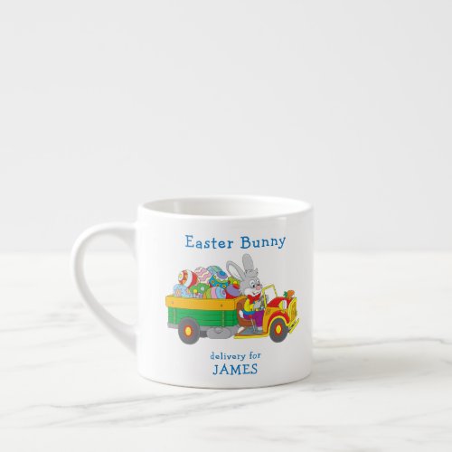 Easter Bunny Delivery Truck Personalized Name Espresso Cup