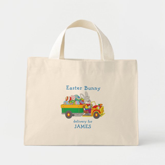 Easter Bunny Delivery Truck Personalized Name Mini Tote Bag (Front)