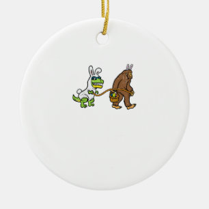 Easter Bunny Dino Bigfoot Sasquatch Trex Men Boys Ceramic Ornament