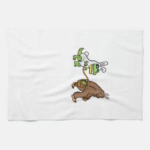 Easter Bunny Dino Bigfoot Sasquatch Trex Men Boys Kitchen Towel