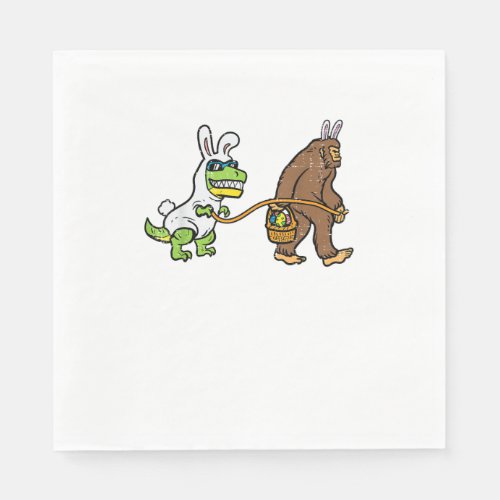 Easter Bunny Dino Bigfoot Sasquatch Trex Men Boys  Napkins