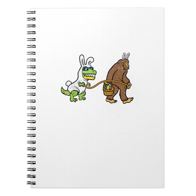 Easter Bunny Dino Bigfoot Sasquatch Trex Men Boys  Notebook (Front)