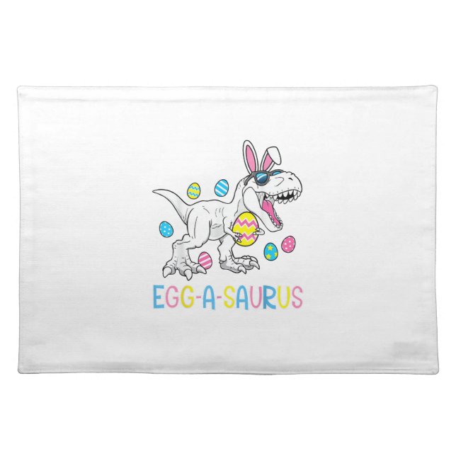 Easter Bunny Dinosaur Egg A Saurus TRex Kids Boys  Cloth Placemat (Front)