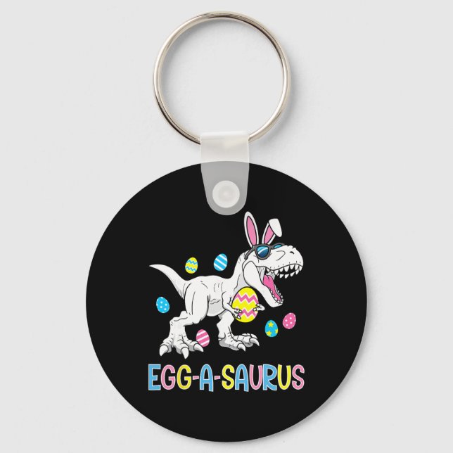 Easter Bunny Dinosaur Egg A Saurus Trex Kids Boys  Keychain (Front)