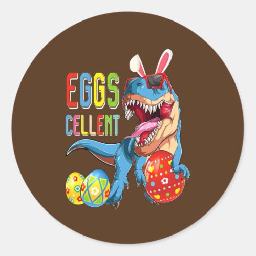Easter Bunny Dinosaur T rex Eggs Boys Kids Girl Classic Round Sticker