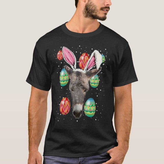 Easter Bunny Donkey Funny Farmer Easter Donkey T-Shirt (Front)