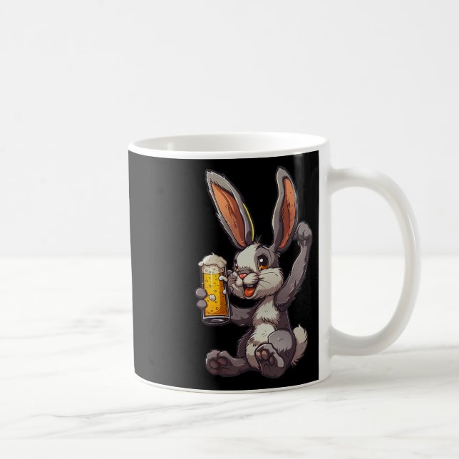 Easter Bunny Drinking A Cold Beer For Men's Day  Coffee Mug (Right)