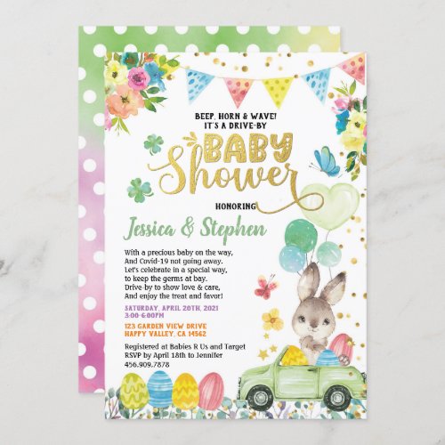 Easter Bunny Drive Through Baby Shower Parade Invitation