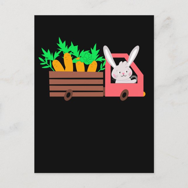 Easter Bunny Driving Carrots Girls Boys Postcard (Front)