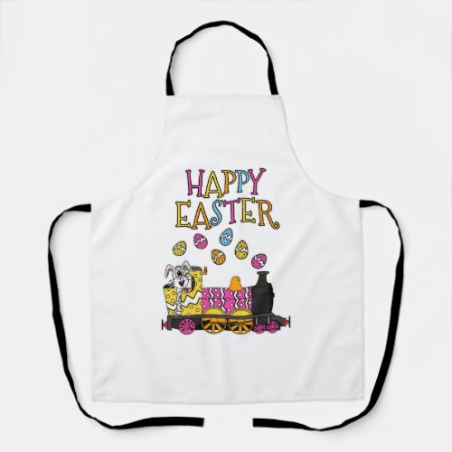 Easter Bunny Driving Steam Train Apron