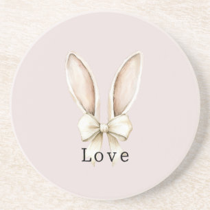 Easter Bunny Ears Bow Love Coaster