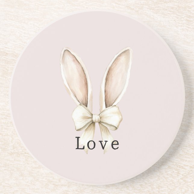 Easter Bunny Ears Bow Love Coaster (Front)