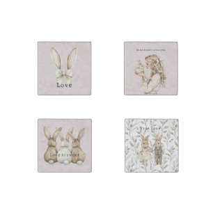 Easter Bunny Ears Bow Love Stone Magnet
