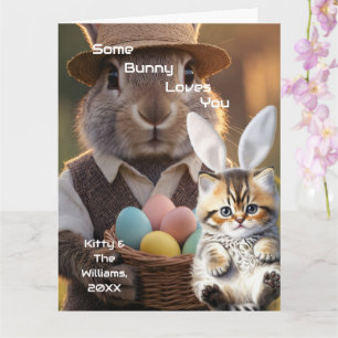 Easter Bunny Ears Cat Photo Customize Card
